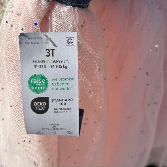 OshKosh B'gosh Blue and Pink Playful Unicorn Tulle Overalls - Picture 5 of 5